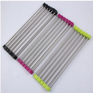 Foldable Stainless Steel Kitchen Sink Drying Rack, Space-Saving Over-the-Sink Dish Drainer for Dishes, Fruits & Vegetables