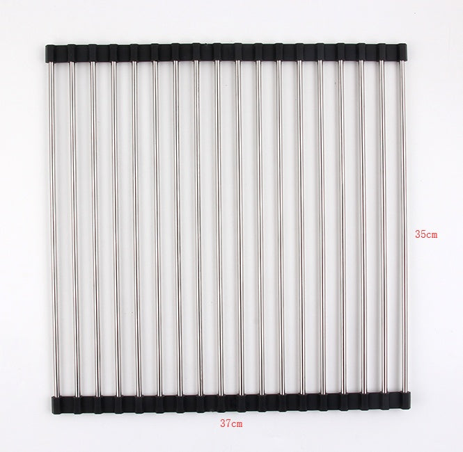 Foldable Stainless Steel Kitchen Sink Drying Rack, Space-Saving Over-the-Sink Dish Drainer for Dishes, Fruits & Vegetables