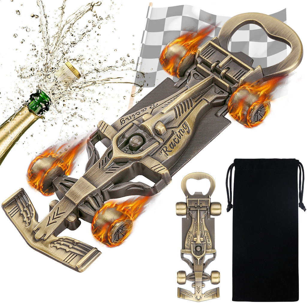 Exquisite Racing Bottle Opener, Durable & Precision-Crafted for Sports Events, Parties, or Home Use – Includes Black Drawstring Bag