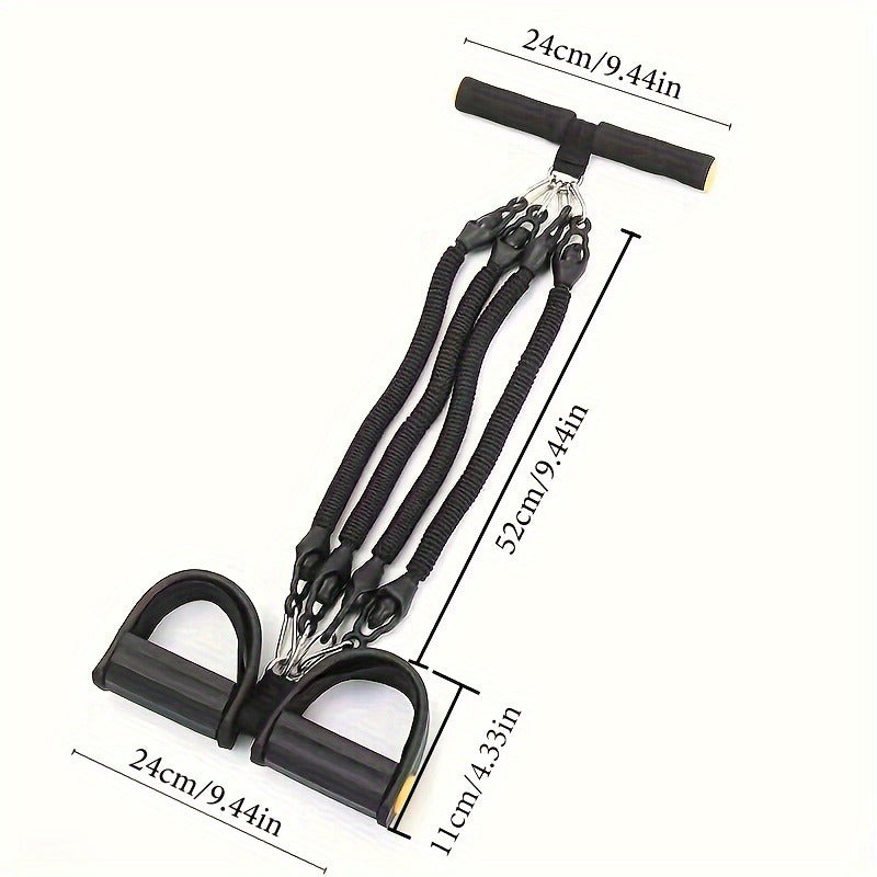 Adjustable Resistance Bands Set with Foot Pedals & Handles, High-Resistance Exercise Bands for Fitness, Stretching & Ab Training
