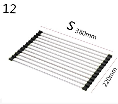 Foldable Stainless Steel Kitchen Sink Drying Rack, Space-Saving Over-the-Sink Dish Drainer for Dishes, Fruits & Vegetables