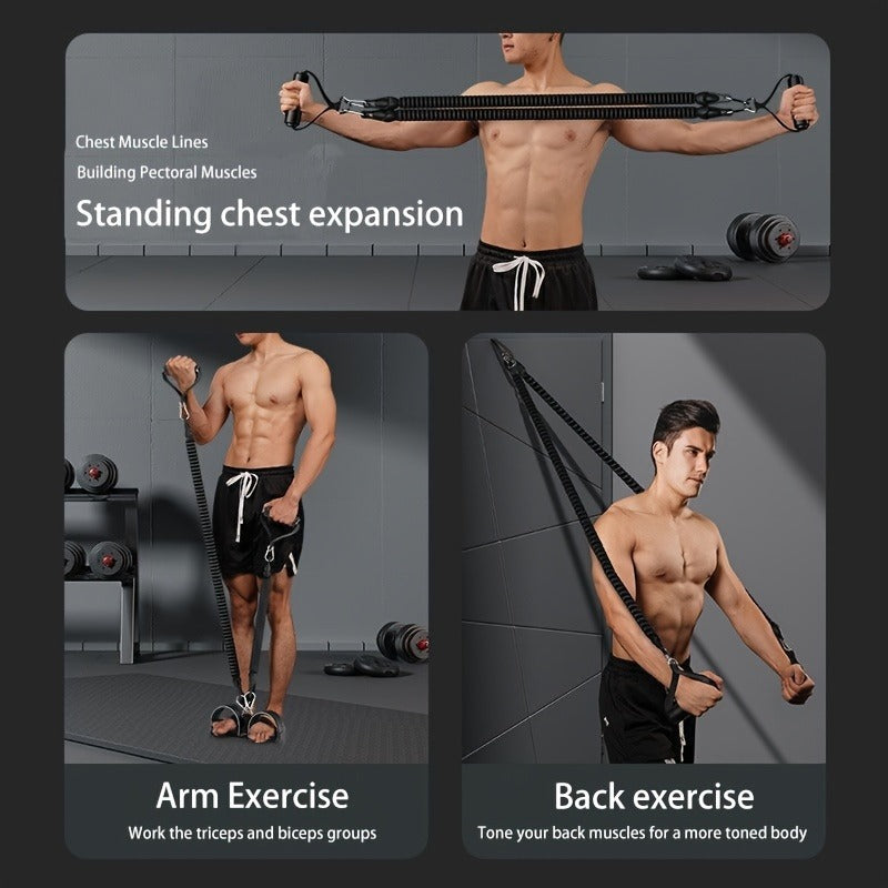 Adjustable Resistance Bands Set with Foot Pedals & Handles, High-Resistance Exercise Bands for Fitness, Stretching & Ab Training