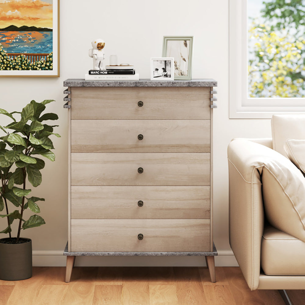 Farmhouse Tall Dresser with Drawers, Wooden Chest of Drawers Storage Organizer for Bedroom, Living Room & Entryway