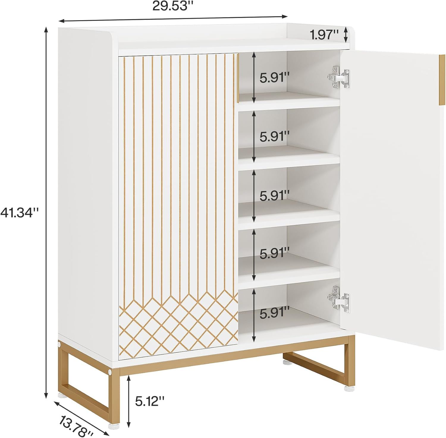 Shoe Cabinet with Doors, Entryway Shoe Storage Organizer with Adjustable Shelves