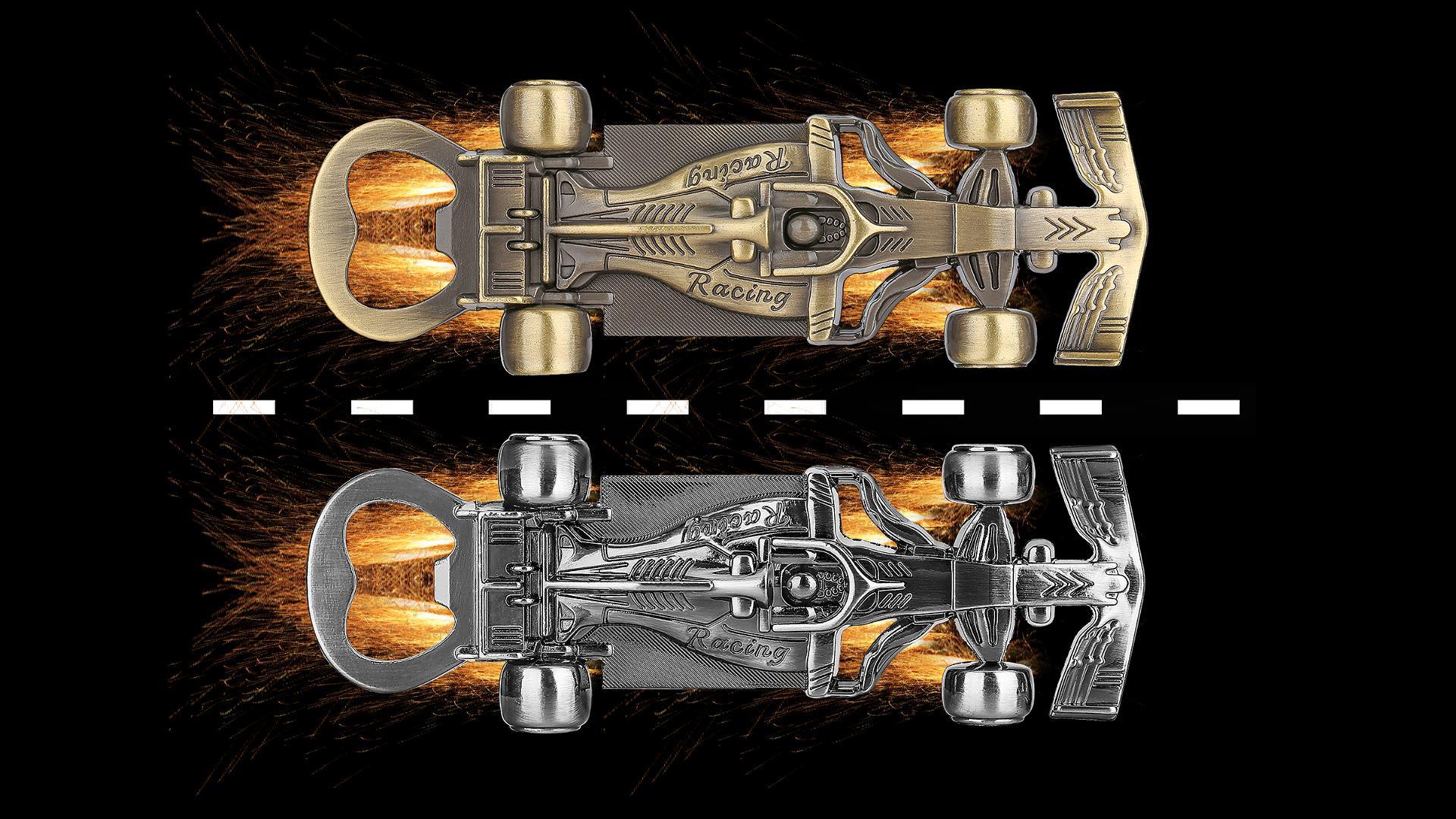 Exquisite Racing Bottle Opener, Durable & Precision-Crafted for Sports Events, Parties, or Home Use – Includes Black Drawstring Bag