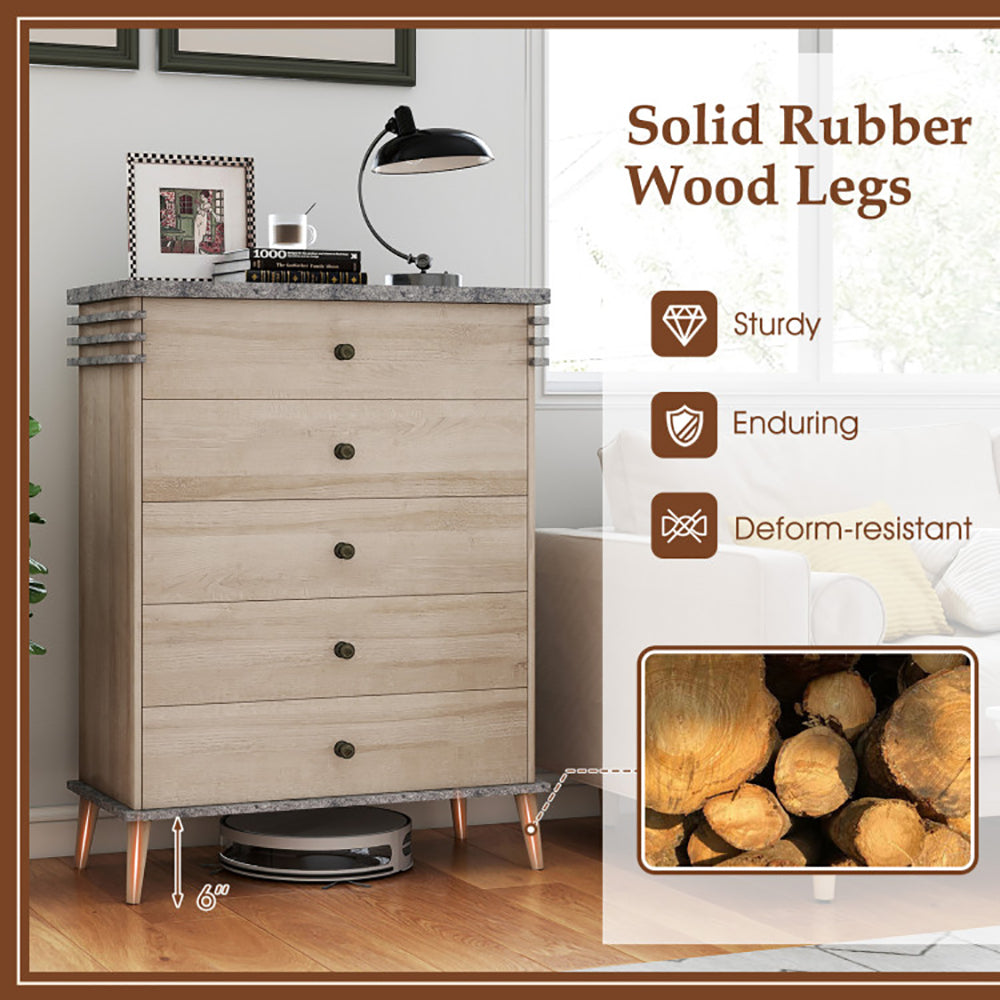 Farmhouse Tall Dresser with Drawers, Wooden Chest of Drawers Storage Organizer for Bedroom, Living Room & Entryway