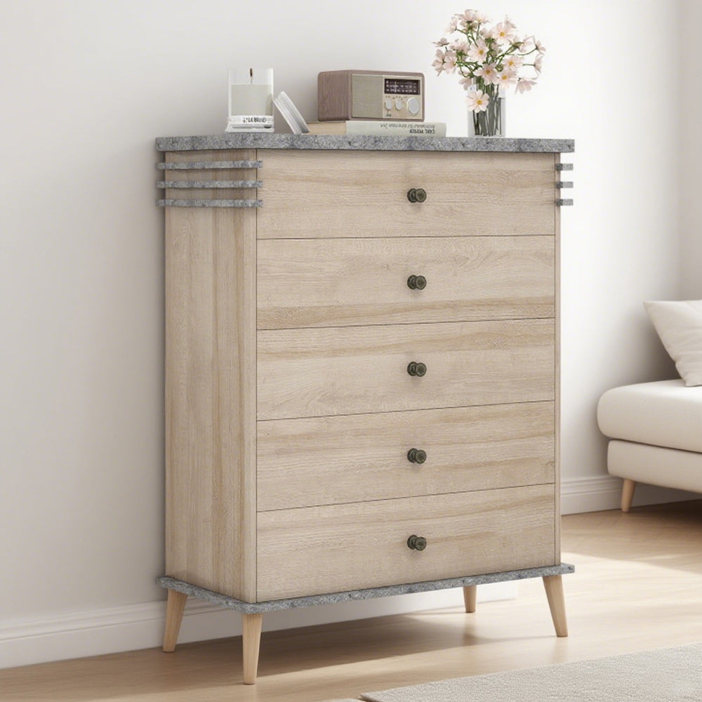 Farmhouse Tall Dresser with Drawers, Wooden Chest of Drawers Storage Organizer for Bedroom, Living Room & Entryway