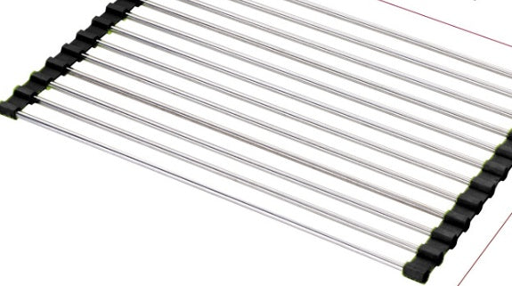 Foldable Stainless Steel Kitchen Sink Drying Rack, Space-Saving Over-the-Sink Dish Drainer for Dishes, Fruits & Vegetables