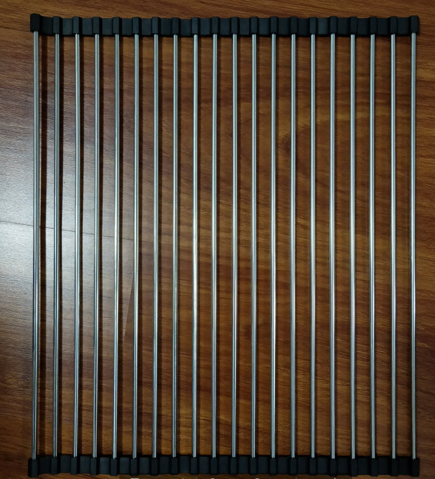 Foldable Stainless Steel Kitchen Sink Drying Rack, Space-Saving Over-the-Sink Dish Drainer for Dishes, Fruits & Vegetables