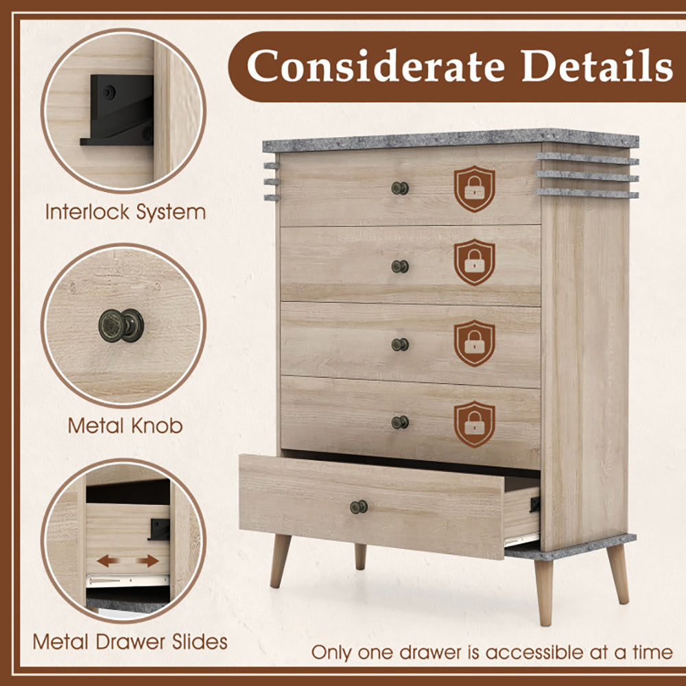 Farmhouse Tall Dresser with Drawers, Wooden Chest of Drawers Storage Organizer for Bedroom, Living Room & Entryway