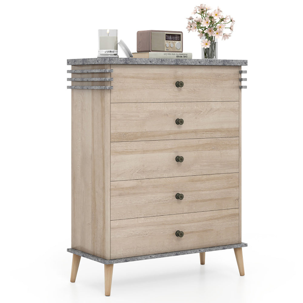 Farmhouse Tall Dresser with Drawers, Wooden Chest of Drawers Storage Organizer for Bedroom, Living Room & Entryway