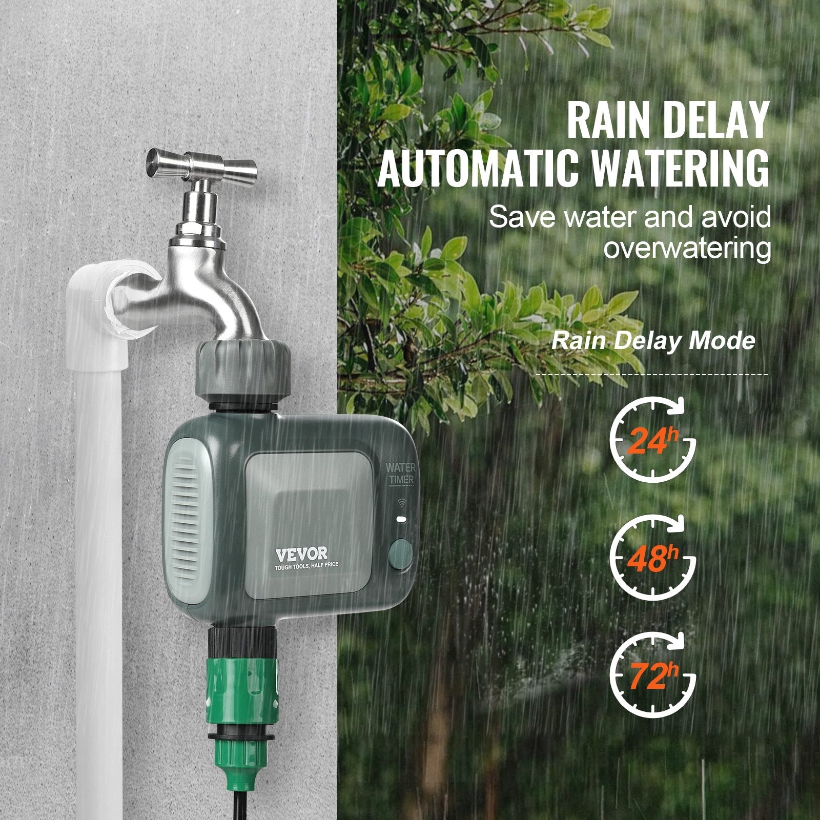 Smart WiFi Sprinkler Timer with Brass Inlet, Single Outlet Hose Faucet Water Timer with App & Voice Control, 2.4GHz WiFi/Bluetooth, IPX6 Waterproof