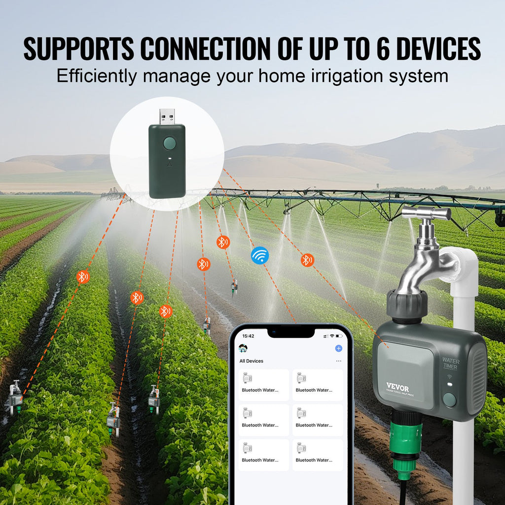 Smart WiFi Sprinkler Timer with Brass Inlet, Single Outlet Hose Faucet Water Timer with App & Voice Control, 2.4GHz WiFi/Bluetooth, IPX6 Waterproof