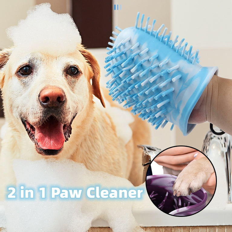 2-in-1 Dog Paw Cleaner Cup with Soft Silicone Brush, Portable Pet Foot Washer for Muddy Paws