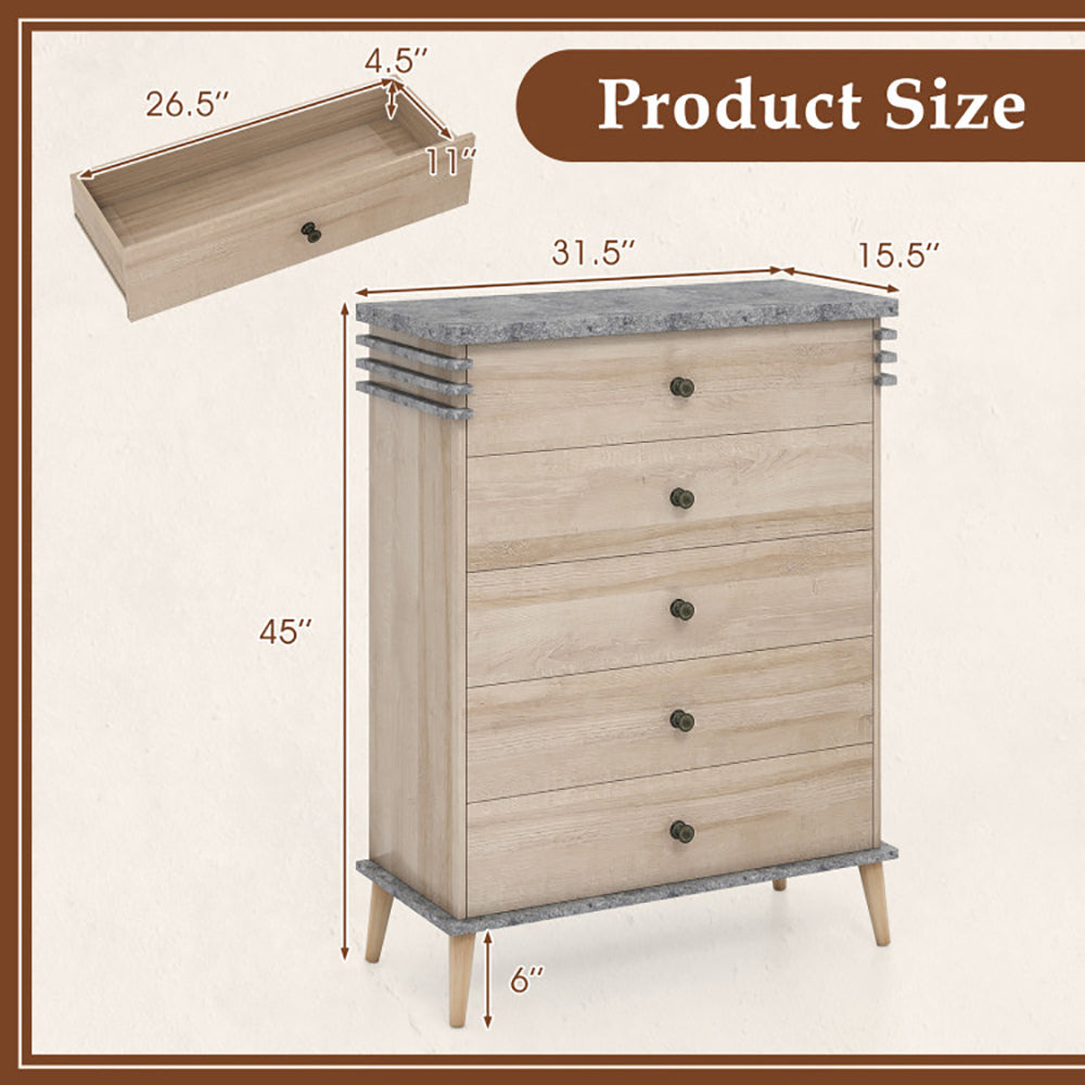 Farmhouse Tall Dresser with Drawers, Wooden Chest of Drawers Storage Organizer for Bedroom, Living Room & Entryway