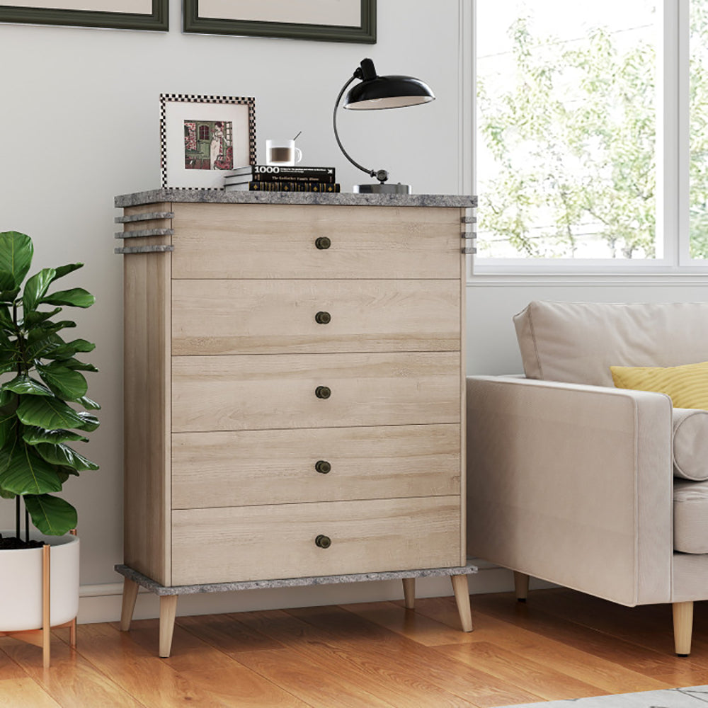Farmhouse Tall Dresser with Drawers, Wooden Chest of Drawers Storage Organizer for Bedroom, Living Room & Entryway