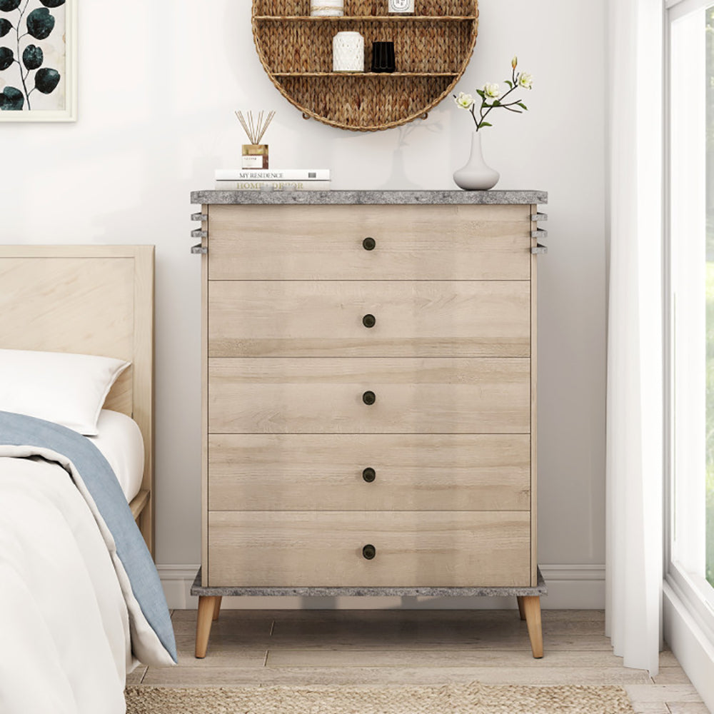 Farmhouse Tall Dresser with Drawers, Wooden Chest of Drawers Storage Organizer for Bedroom, Living Room & Entryway